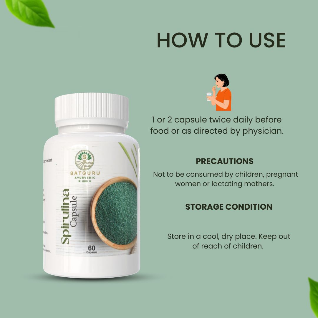 Spirulina Capsules 60 Capsules | Natural Energy, Immunity & Daily Nutrition Support Supplement