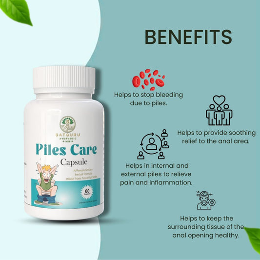 Piles Care Capsules 60 Capsules | Digestive Support & Rectal Comfort Herbal Supplement