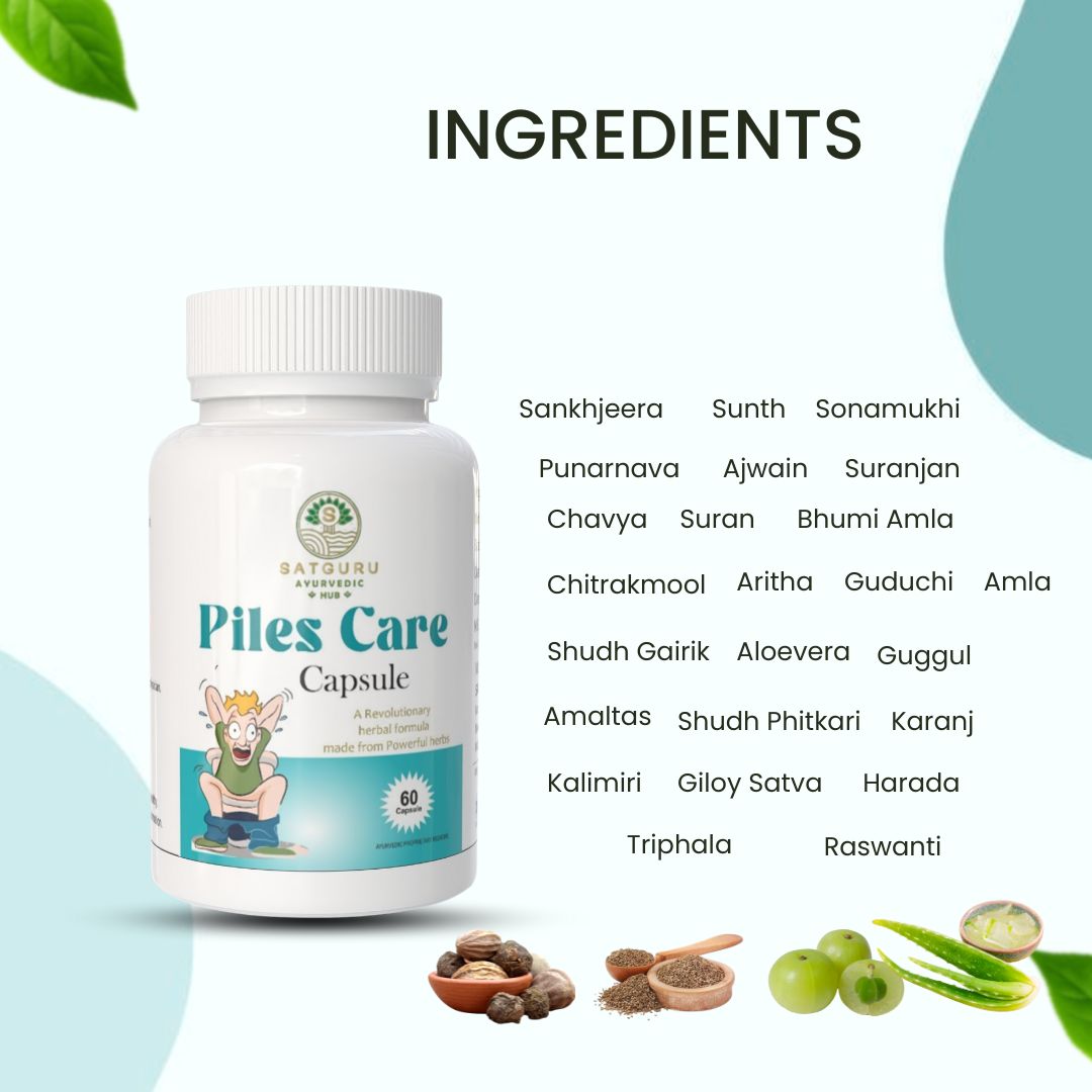 Piles Care Capsules 60 Capsules | Digestive Support & Rectal Comfort Herbal Supplement