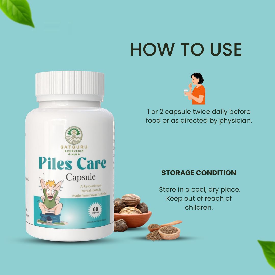 Piles Care Capsules 60 Capsules | Digestive Support & Rectal Comfort Herbal Supplement