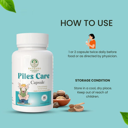 Piles Care Capsules 60 Capsules | Digestive Support & Rectal Comfort Herbal Supplement
