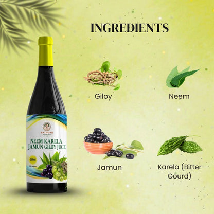 Neem Karela Jamun Giloy Juice 500ml | Herbal Blood Sugar & Metabolic Wellness Support Drink