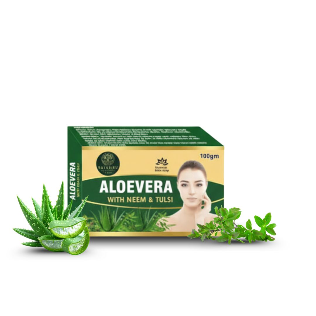 Aloe Vera Tulsi Neem Soap 100gm | Herbal Skin Cleansing & Refreshing Bath Bar