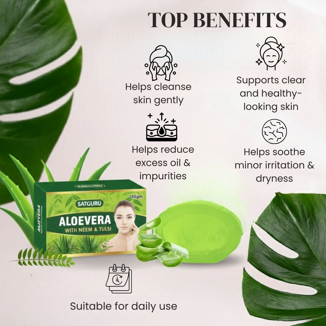 Aloe Vera Tulsi Neem Soap 100gm | Herbal Skin Cleansing & Refreshing Bath Bar