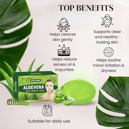 Aloe Vera Tulsi Neem Soap 100gm | Herbal Skin Cleansing & Refreshing Bath Bar