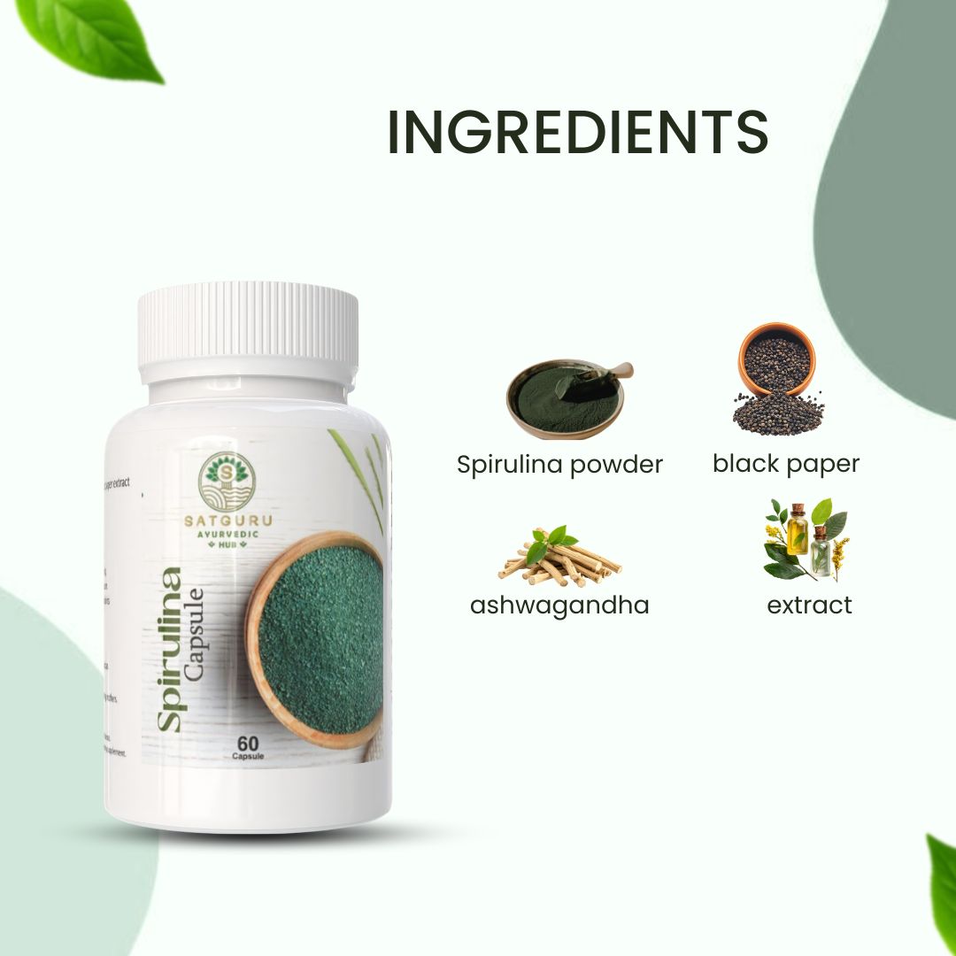 Spirulina Capsules 60 Capsules | Natural Energy, Immunity & Daily Nutrition Support Supplement