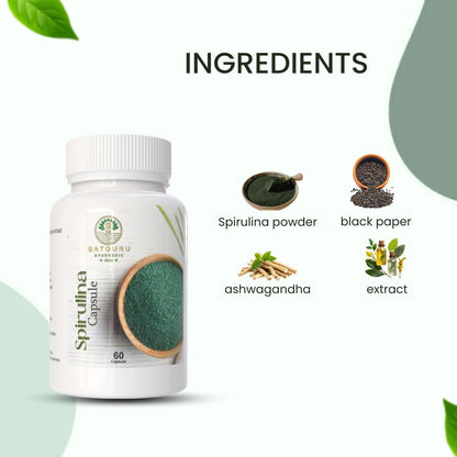 Spirulina Capsules 60 Capsules | Natural Energy, Immunity & Daily Nutrition Support Supplement