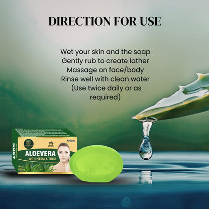 Aloe Vera Tulsi Neem Soap 100gm | Herbal Skin Cleansing & Refreshing Bath Bar